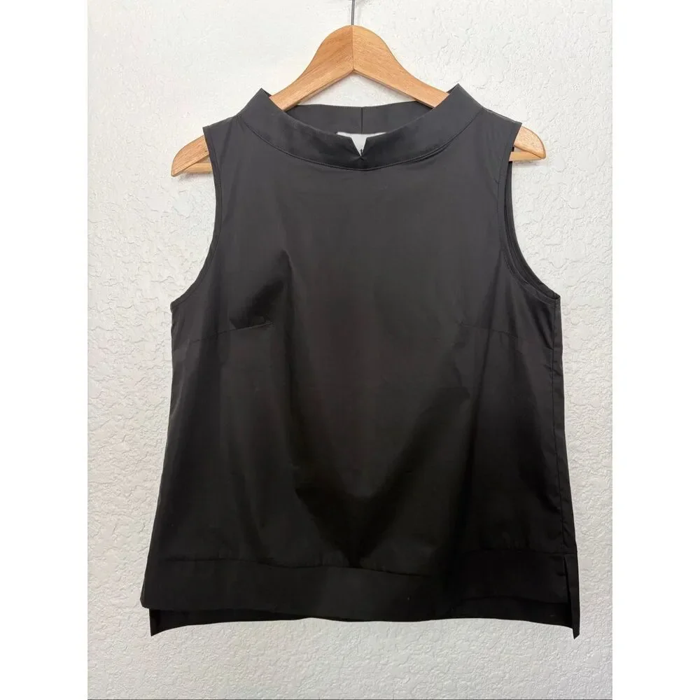 Até Italy Black Cotton Blend Sleeveless Structured Shell Top Size 44 US 8/10 - Picture 3 of 12